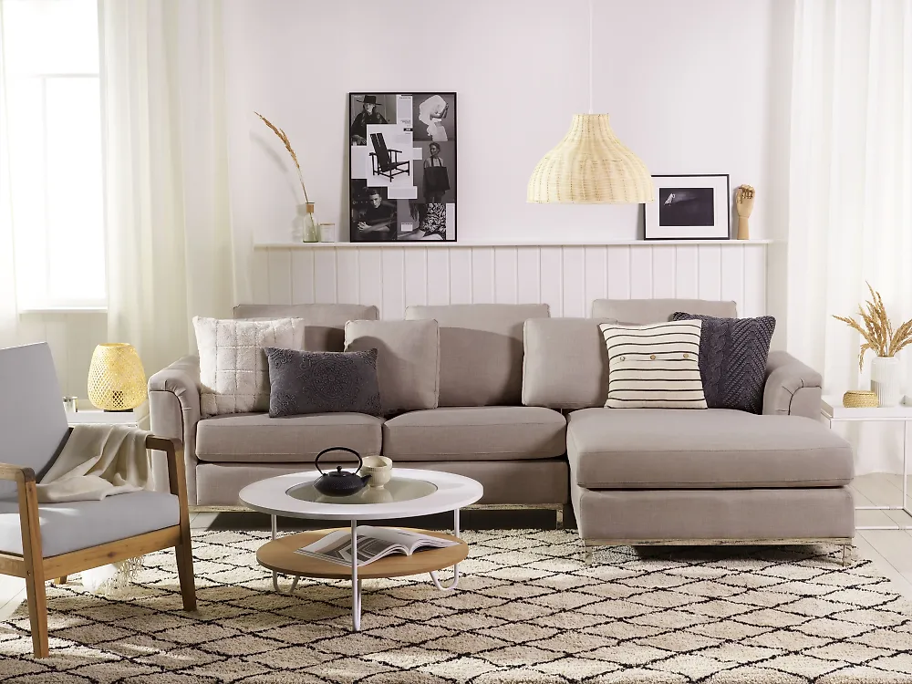 Corner Sofa OSLO Fabric Beige Left Hand_1175807