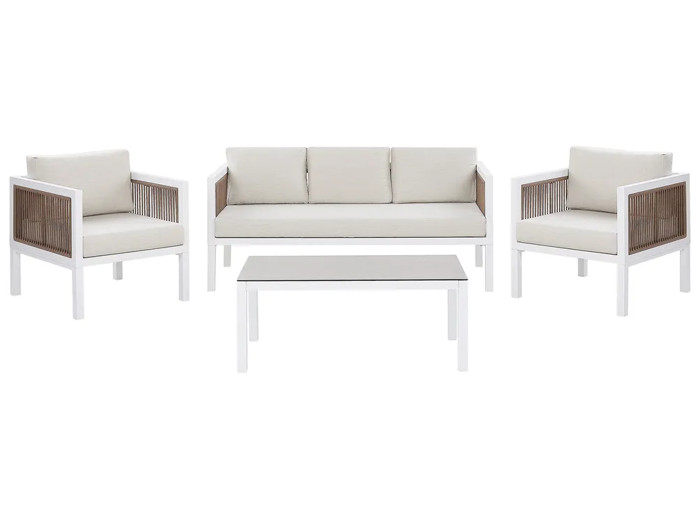 Garden Lounge Set with Table 5 Seater BORELLO Metal White