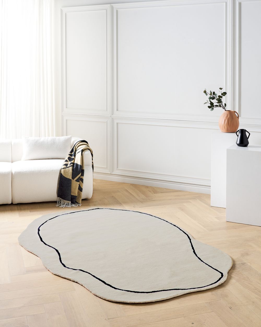 Rug DERA Beige 160 x 230 cm Viscose