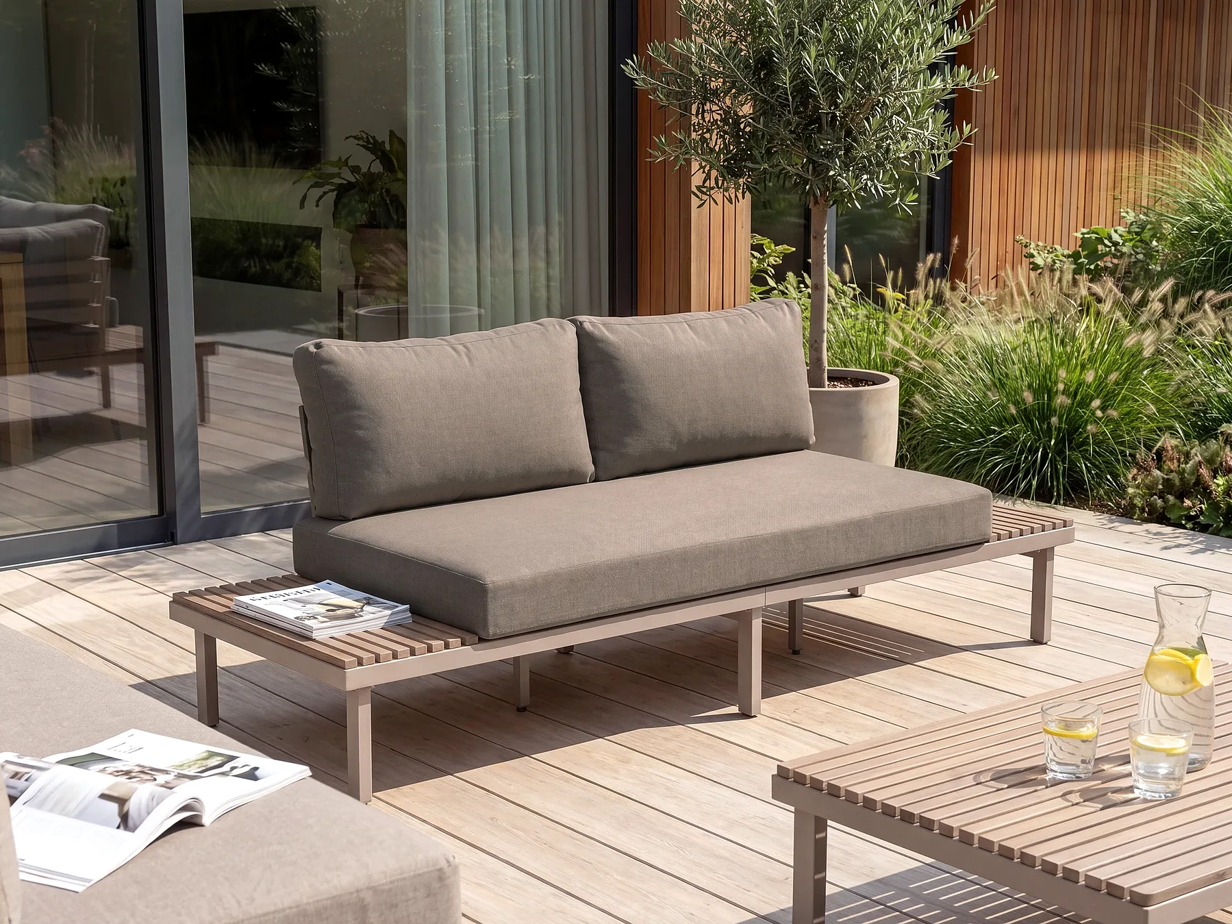 Garden Sofa 2 Seater FIVIZZANO Acacia Wood Beige_1159408