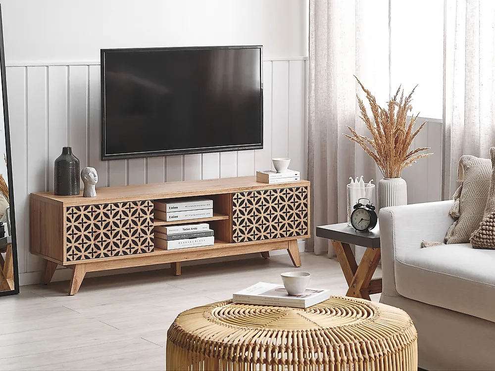 TV Stand PRESCOT Light Brown_1172796