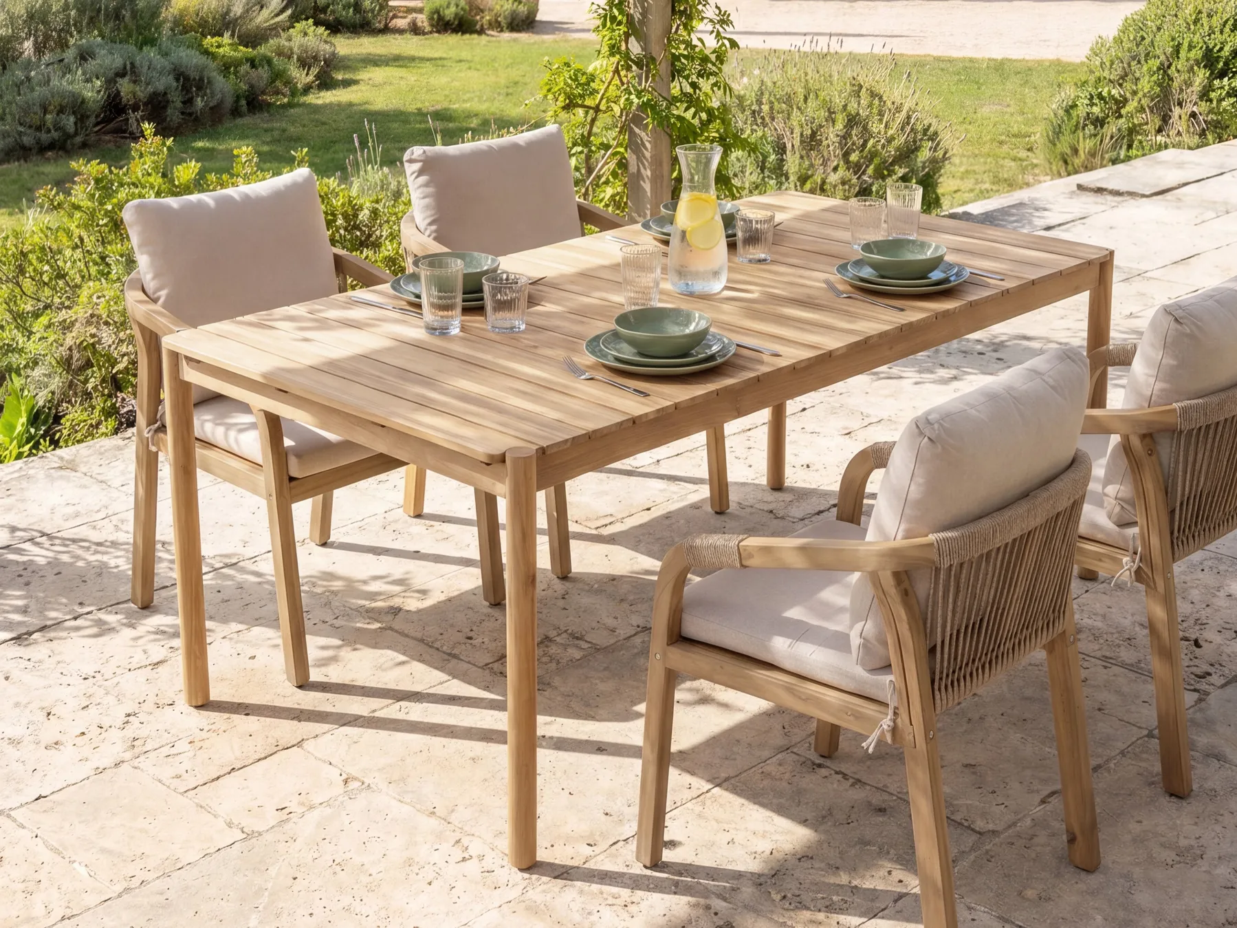 Garden Dining Table MANADO 180 cm 100 cm Acacia Wood Light Brown_1086585