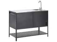3 Piece Outdoor Kitchen Set with Sink MAENZA Black Metal_981518
