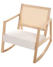 Rocking Chair LEIDY Wood Light Brown/ Light Beige_1070606