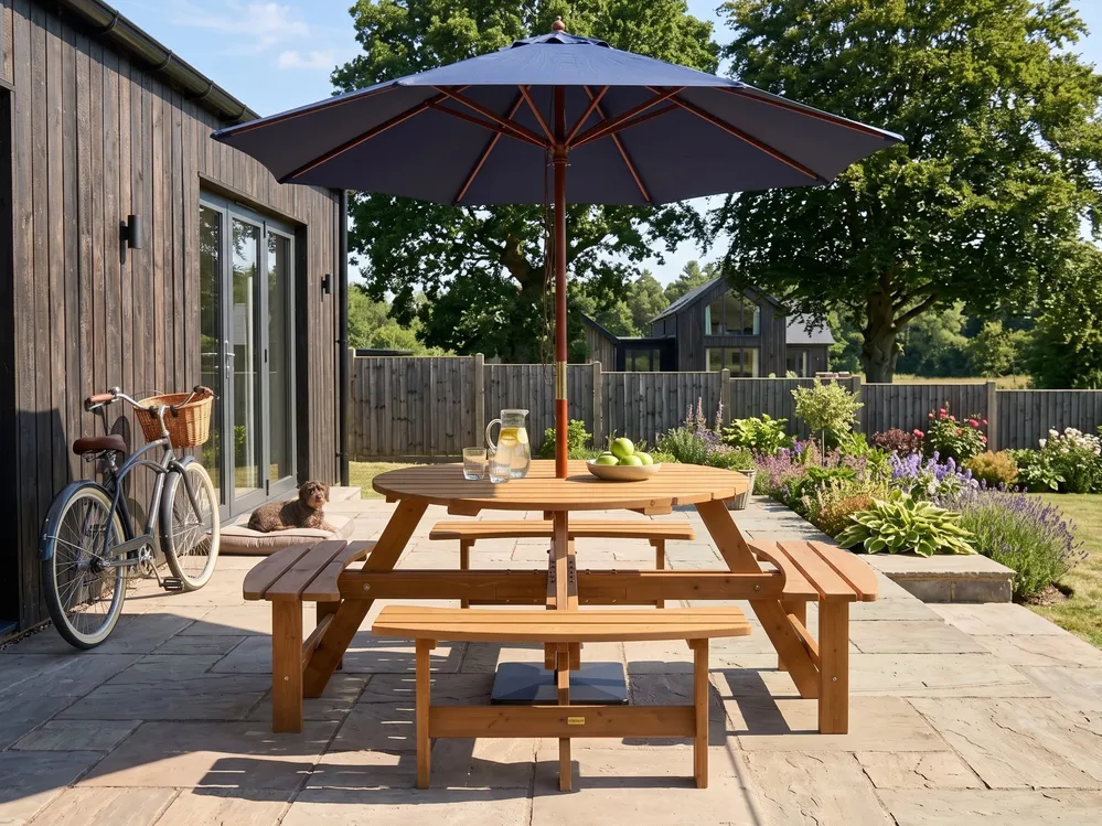 Picnic Table with Benches CAPARCOTTA Fir Wood Light Brown