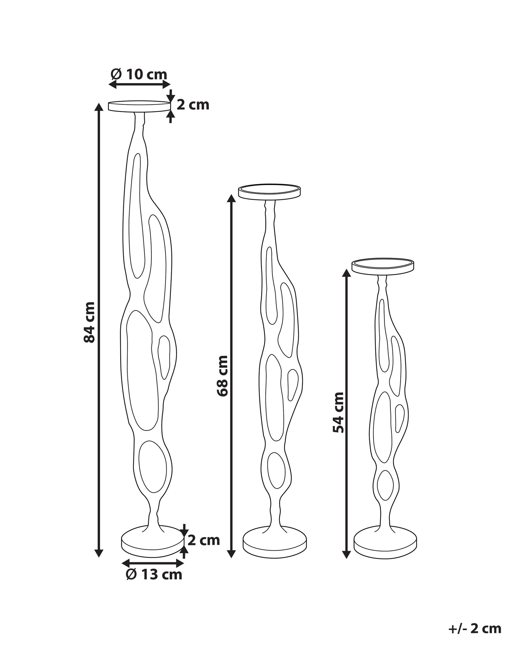 Kynttilänjalkasetti 3 kpl BUNI 54/68/84 cm Metalli Musta_849099