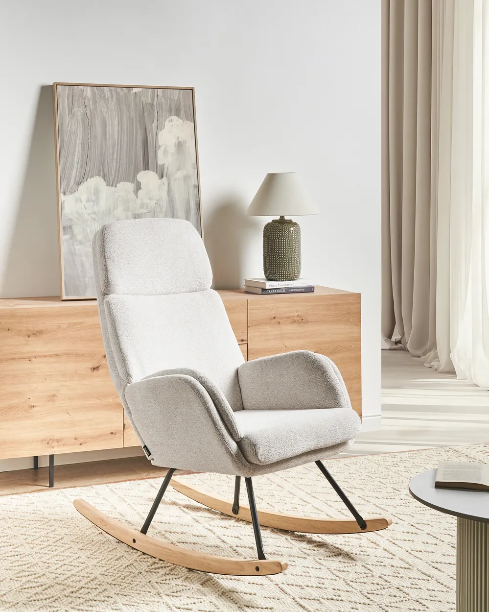 Rocking Chair KVELIA Fabric Off-White
