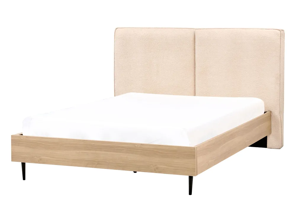 Bed Boucle IZERNORE 140 x 200 cm (EU Double) Beige_971395