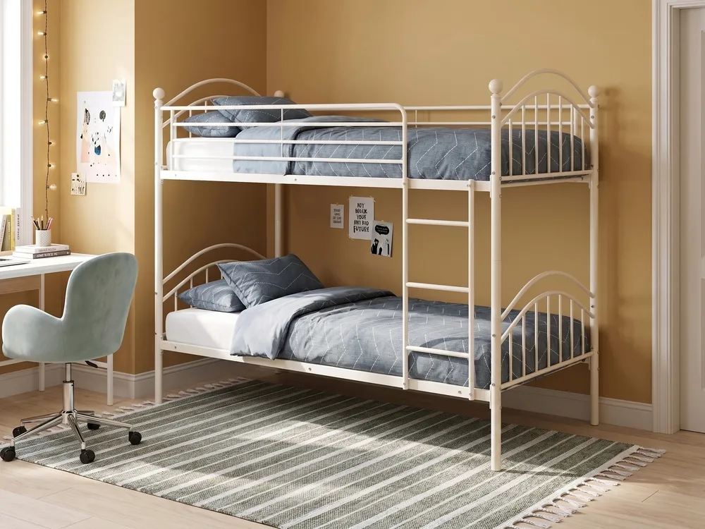 Bunk Bed Metal CHARTRES 90 x 200 cm (EU Single) Beige_1116730