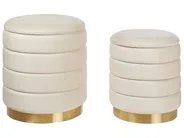 Set med 2 förvaringspuffar GARLAND Sammet Ljusbeige_928615