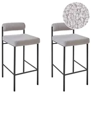 Set of 2 Bar Chairs AMAYA Boucle Grey_928345