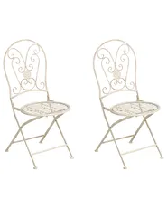 Set of 2 Garden Chairs COGGIA Folding Metal Light Beige_1002606