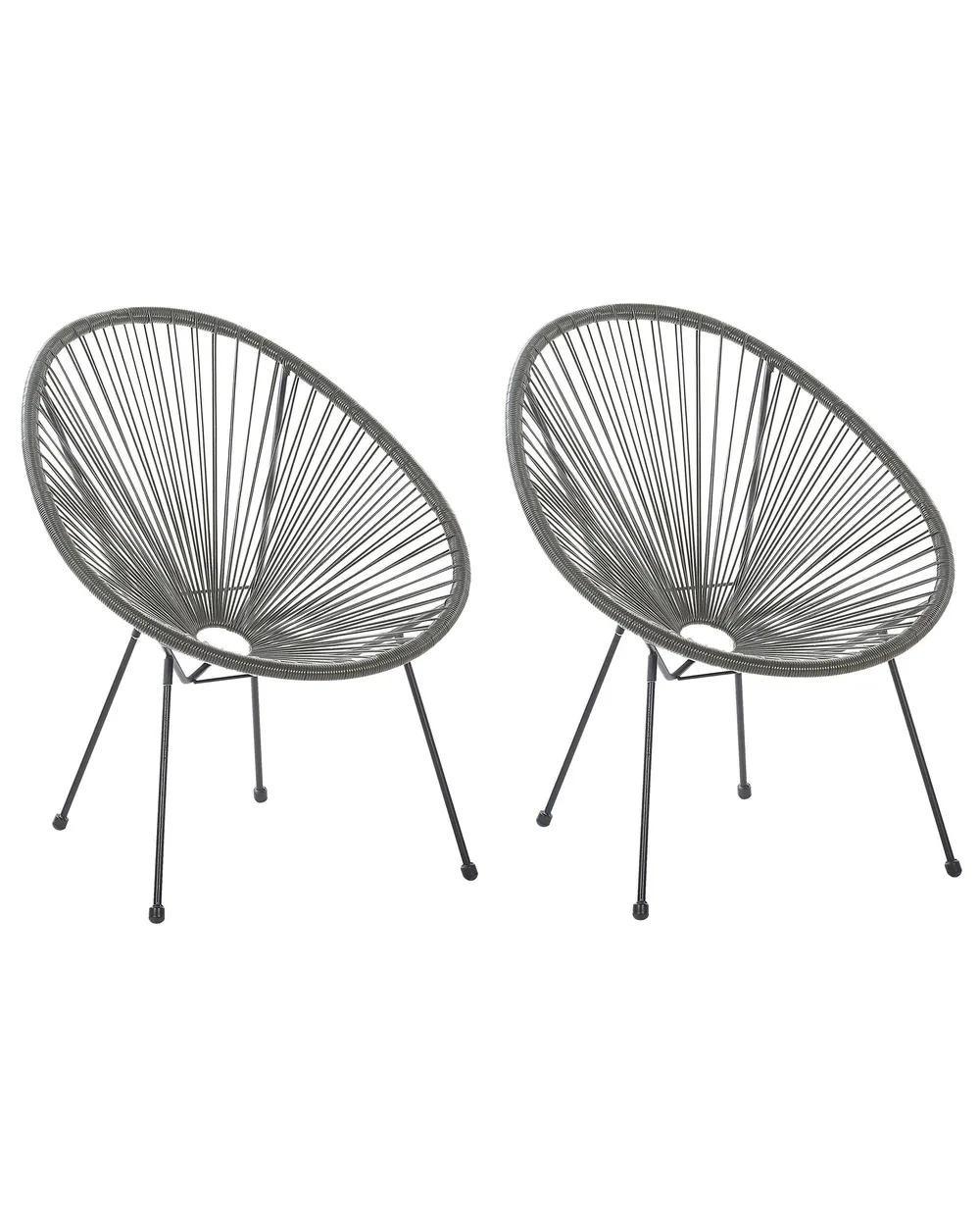 Set of 2 Garden Chairs ACAPULCO II PE Rattan Dark Grey