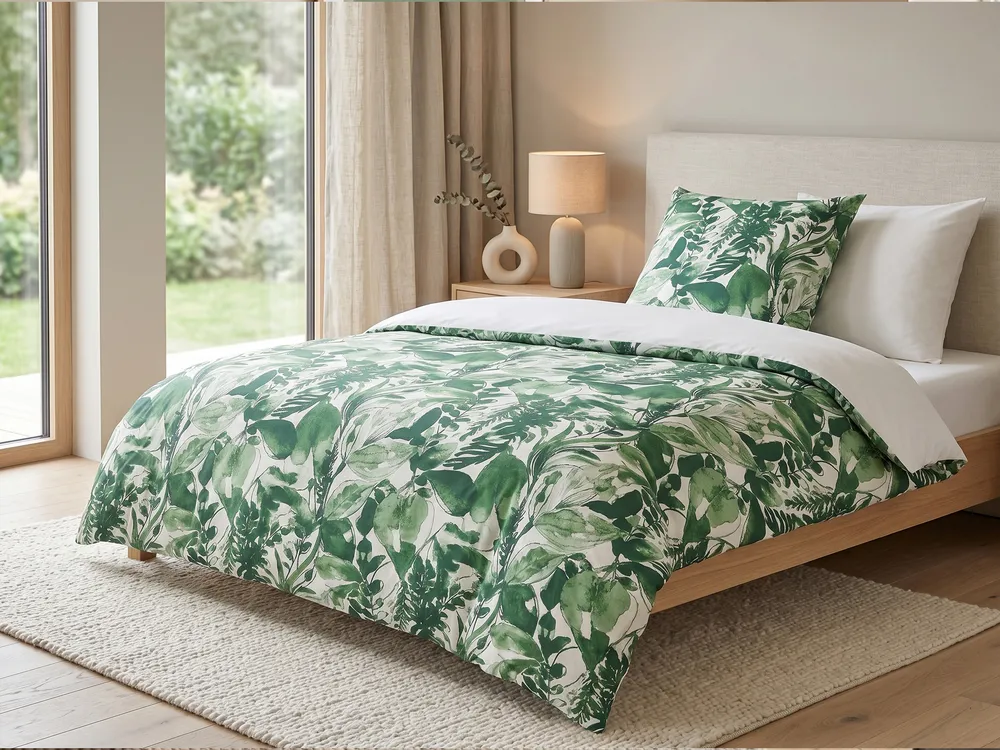 Duvet Cover Set GREENWOOD 135 x 200 cm Sateen Cotton Green