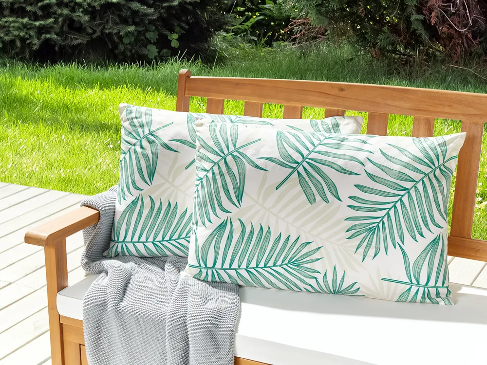 Set of 2 Outdoor Cushions POGGIO Plant Pattern 40 x 60 cm Green