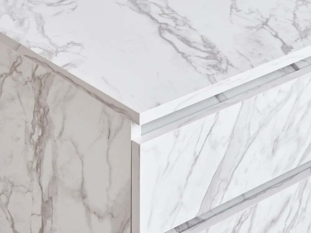 Bathroom Cabinet TERESINA with Wheels 80 cm White Marble_983996