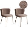 Set of 2 Dining Chairs MINA II Boucle Light Brown