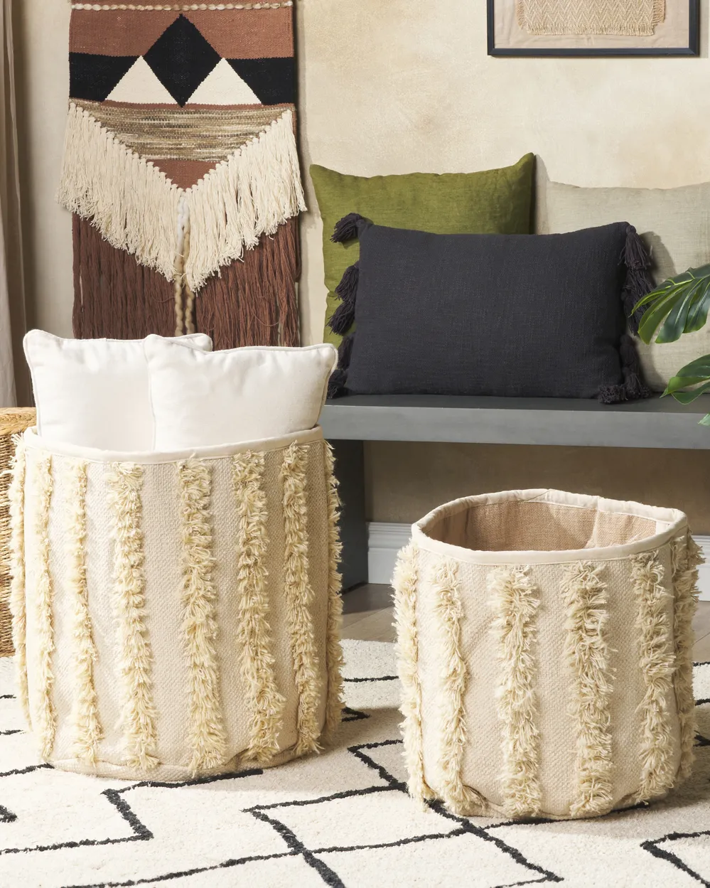 Set of 2 Baskets KAKKI Cotton Beige
