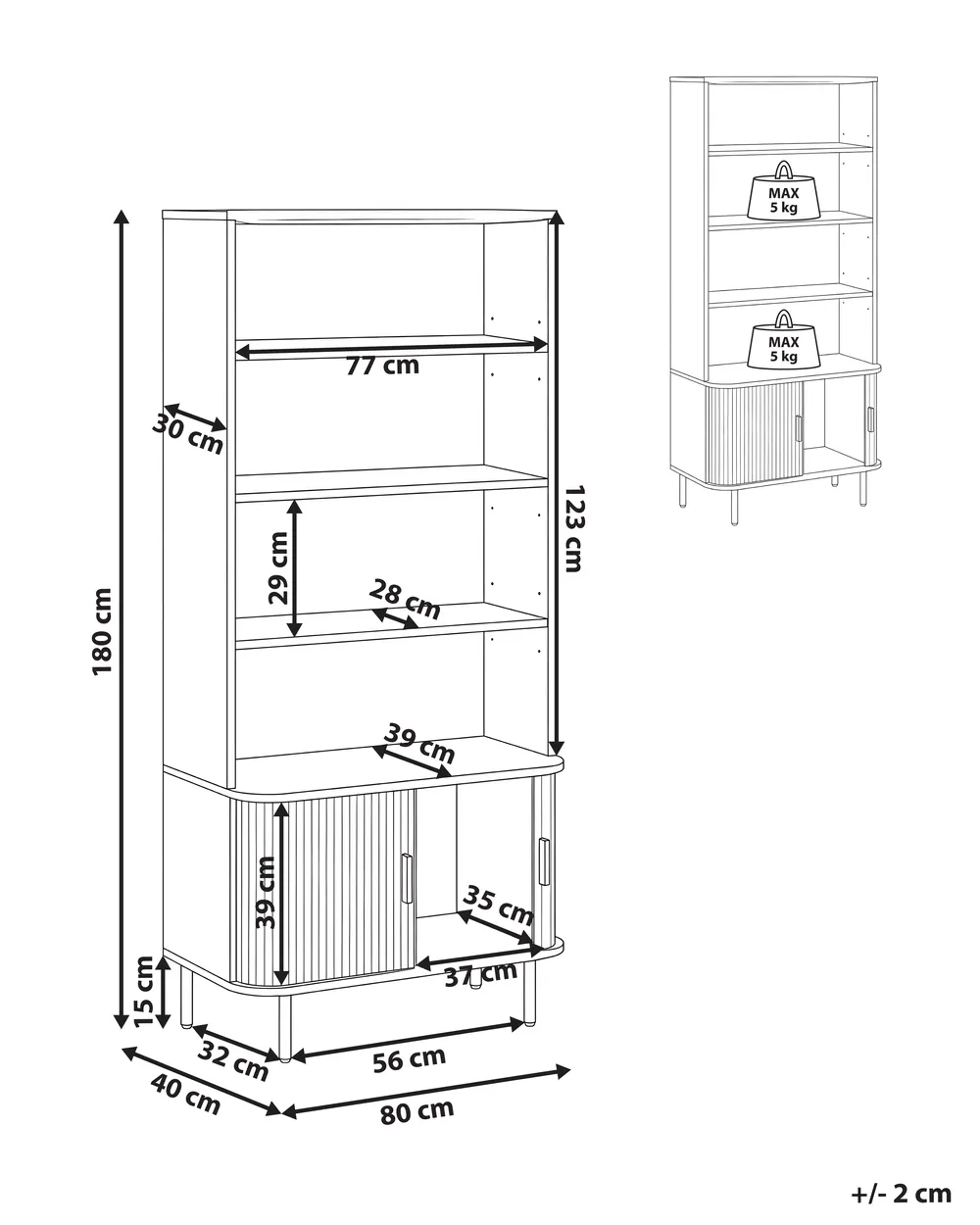4 Tier Bookcase BRADLEY 180 cm Dark Brown_1073205