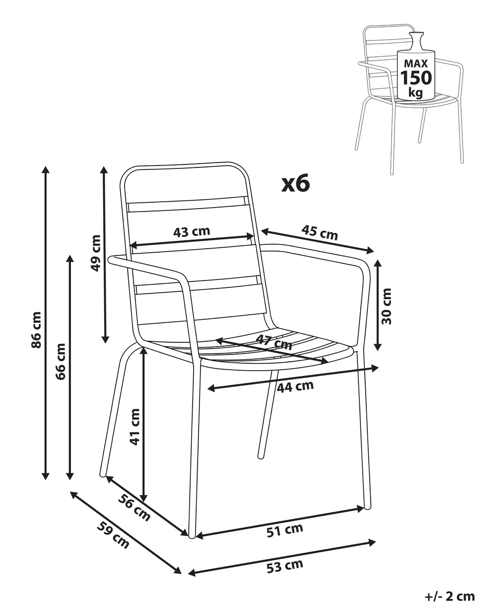 Set of 6 Garden Chairs TERENZO Metal Mint Green_1077669