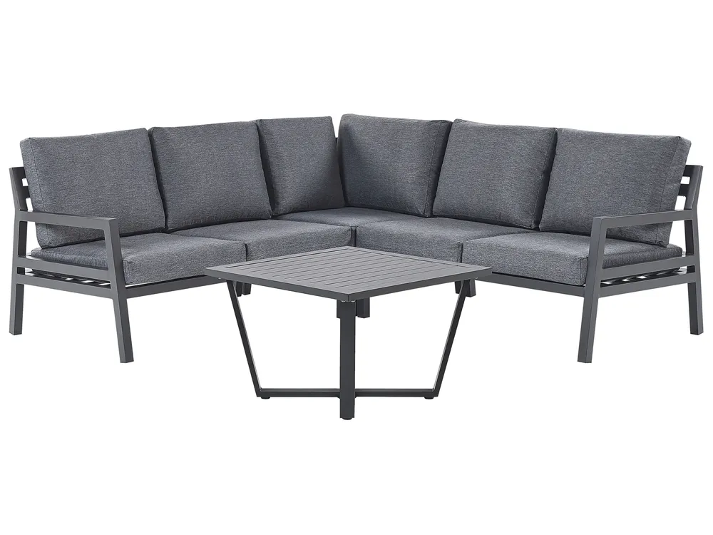 Garden Corner Sofa with Table 5 Seater VIZZINI Metal Grey