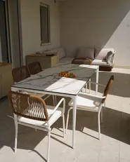 Garden Dining Table SOVARETO 180 cm 90 cm Marble Effect White Marble_1092065