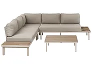 Trädgårdshörnsoffa med bord 5-sits FIVIZZANO Akaciaträ Beige_1159258
