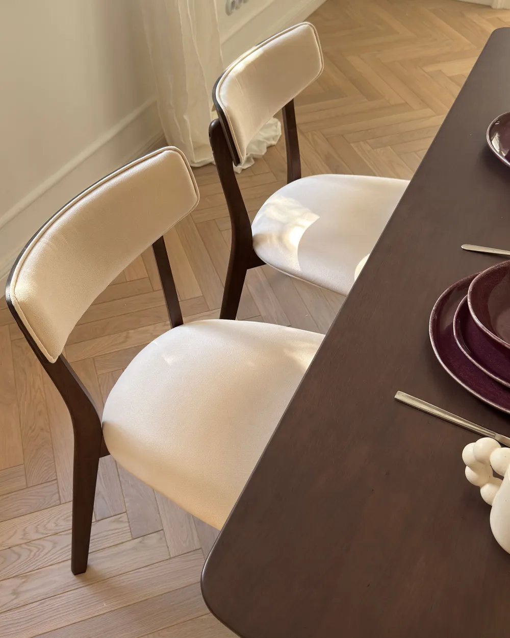 Set of 2 Dining Chairs YUMA Wood Off-White/ Brown_1167861
