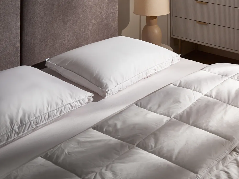 Bed Pillow VIHREN Low 50 x 60 cm Duck Feathers and Down White