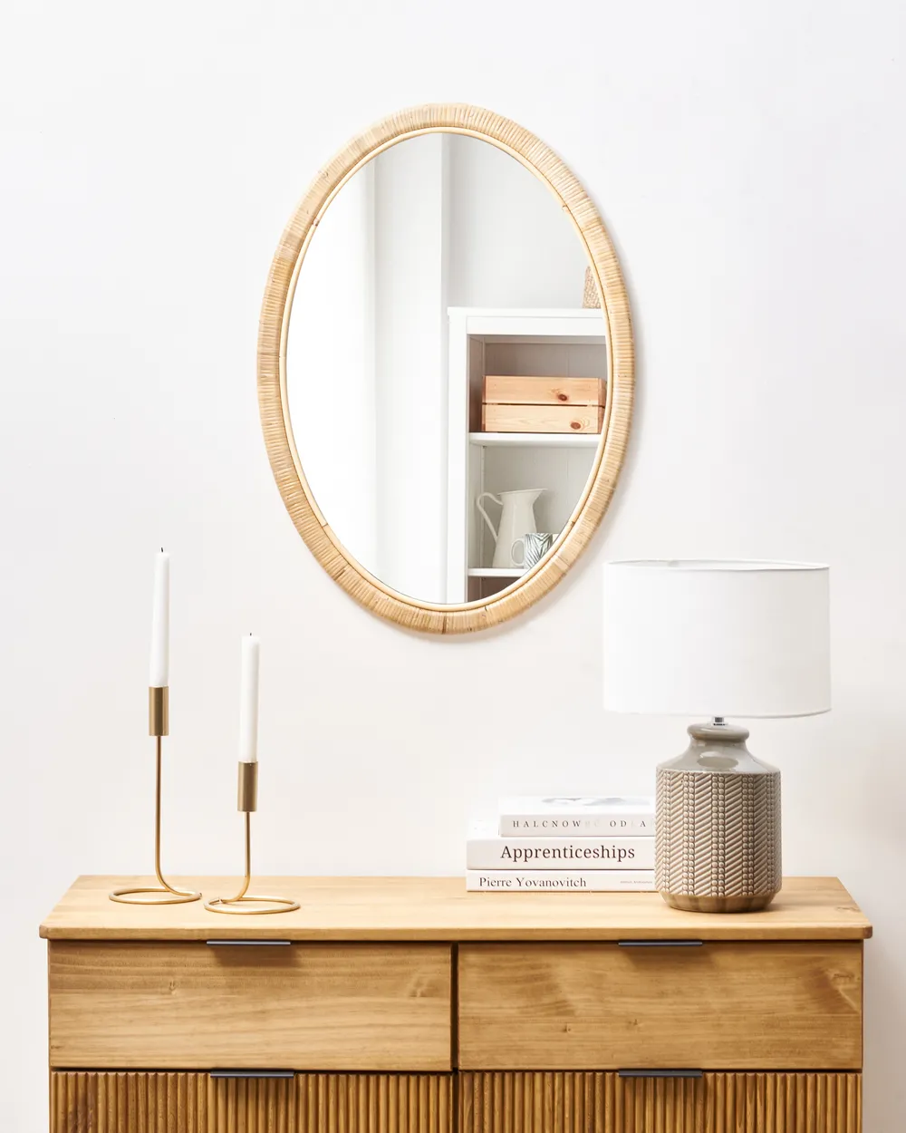 Wall Mirror FOISSY 50 cm 70 cm Rattan Natural