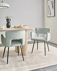 Set of 2 Dining Chairs SANILAC Velvet Light Blue_847115