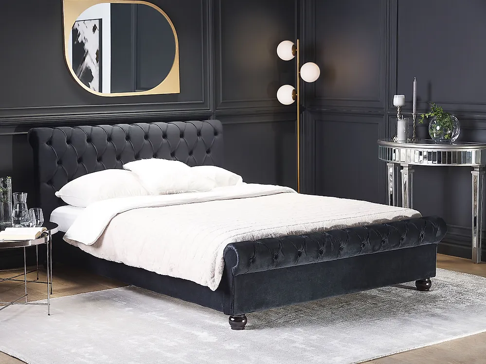 Bed Velvet AVALLON 160 x 200 cm (EU King Size) Black_1182473