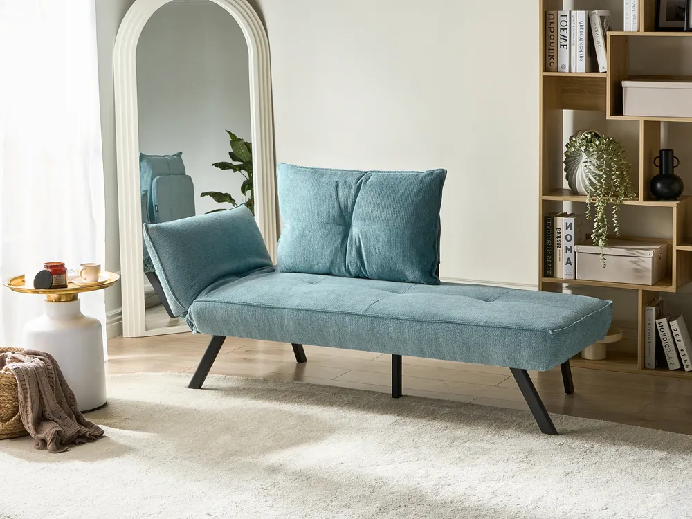Left-Hand Chaise Longue ROCAMADOUR Fabric Light Blue