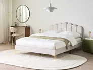Bed Velvet SAUVIAN 140 x 200 cm (EU Double) Off-White_1014441