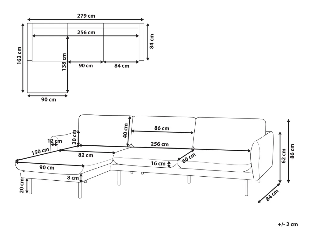 Corner Sofa 4 Seater VINTERBRO Velvet Beige Right Hand_897417
