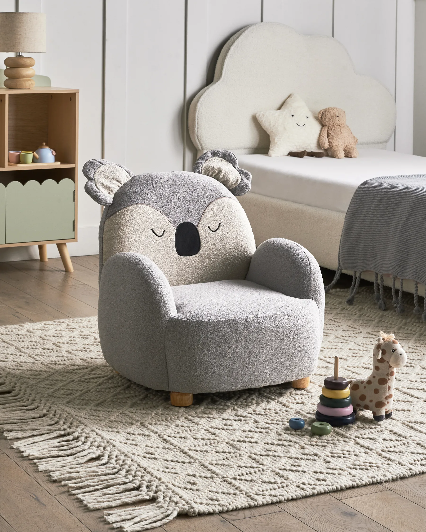 Kids Armchair Koala HERVIK Fabric Grey_975717