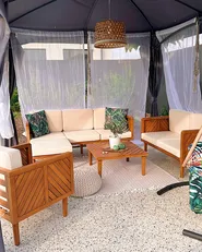 Garden Lounge Set with Table and Ottoman 5 Seater BARATTI Acacia Wood Brown_888039