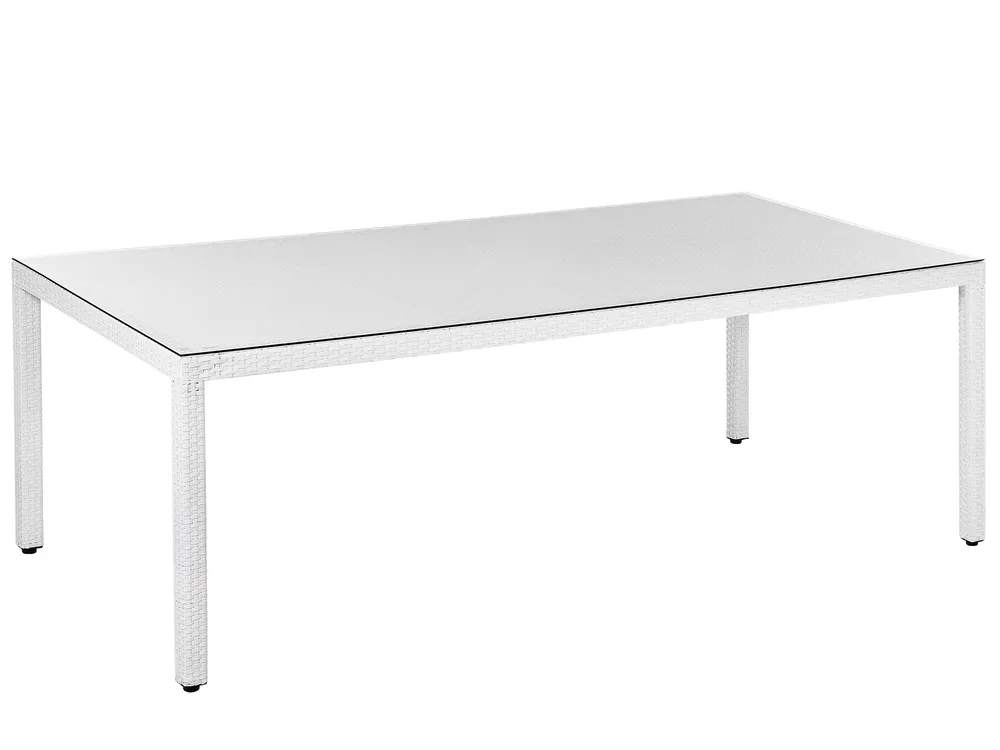 Garden Dining Table ITALY 220 cm 100 cm Glass White