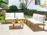 Garden Lounge Set with Table 4 Seater FRASCATI Modular Certified Acacia Wood Off-White_920409