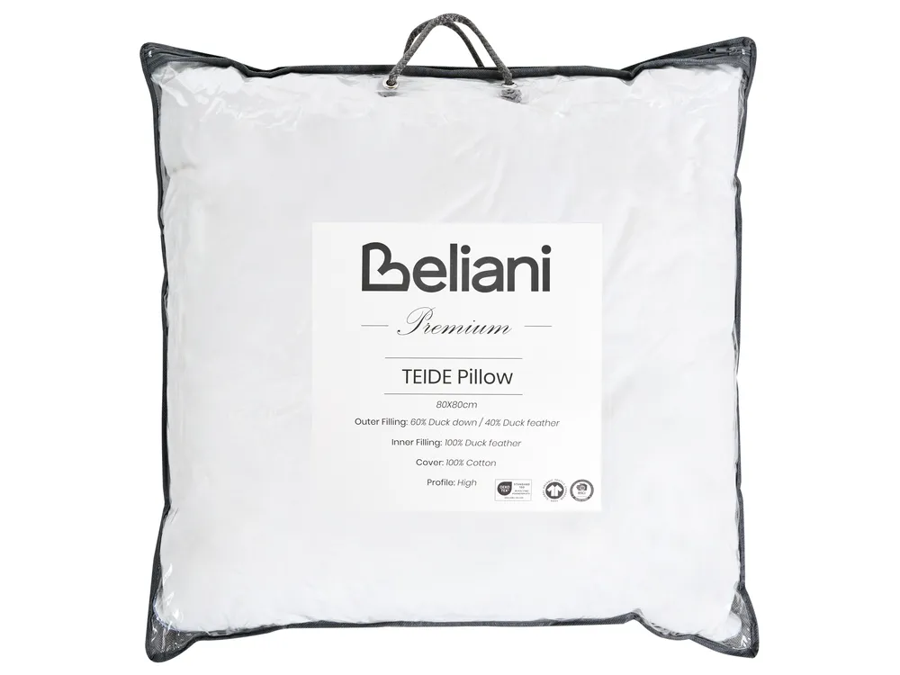 3-Chamber Bed Pillow TEIDE High 80 x 80 cm Duck Feathers and Down White_1022893