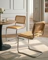 Set of 2 Dining Chairs CORDOVA Rattan Light Brown