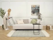 Sofa 3 Seater SOKNA with Tables Fabric Black_1001059