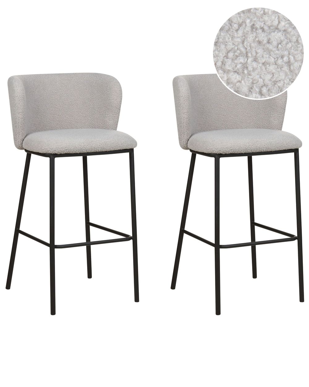 Sett med 2 barstoler MINA Bouclé Lysegrå