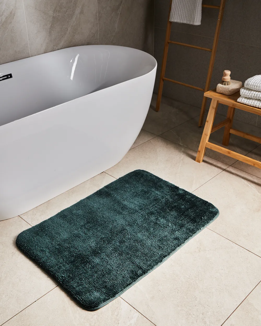 Bath Mat URLANA Dark Green 60 x 90 cm Microfibre