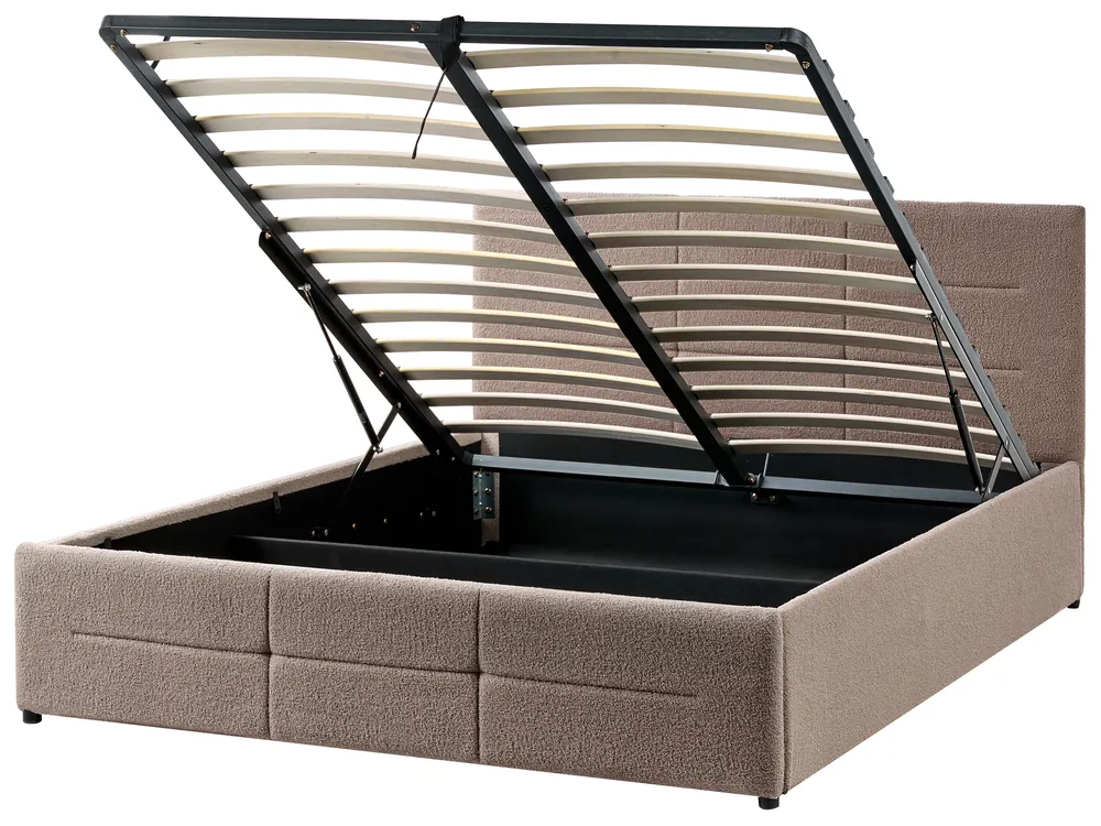 Ottoman Bed MASSOGNES Boucle Taupe 140 x 200 cm_1030444
