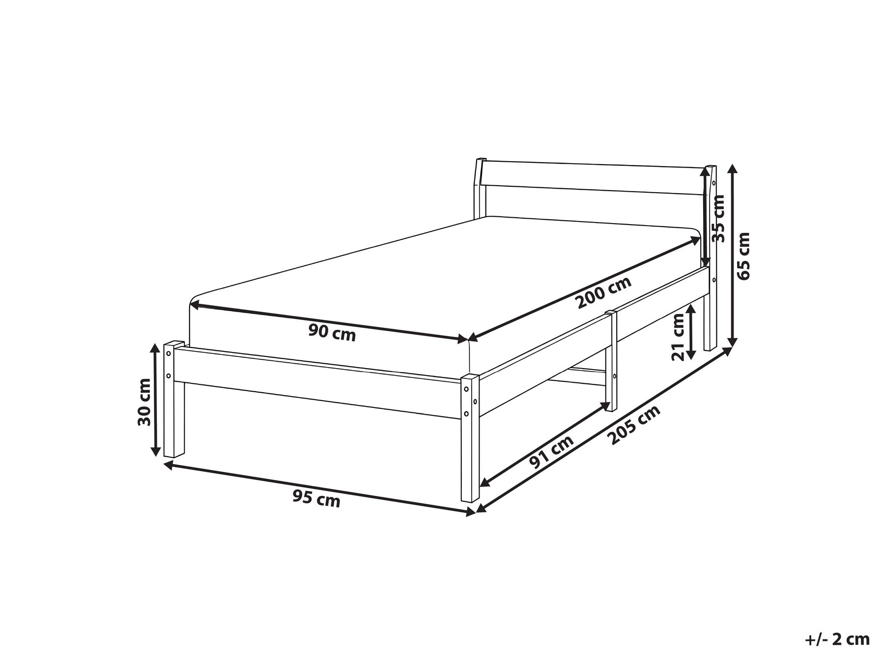 Bed Pine Wood MADONE 90 x 200 cm (EU Single) White_1131256