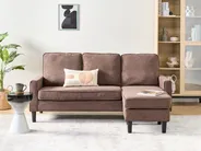 Sofa 3 Seater AVESTA with Ottoman Fabric Brown_1082566