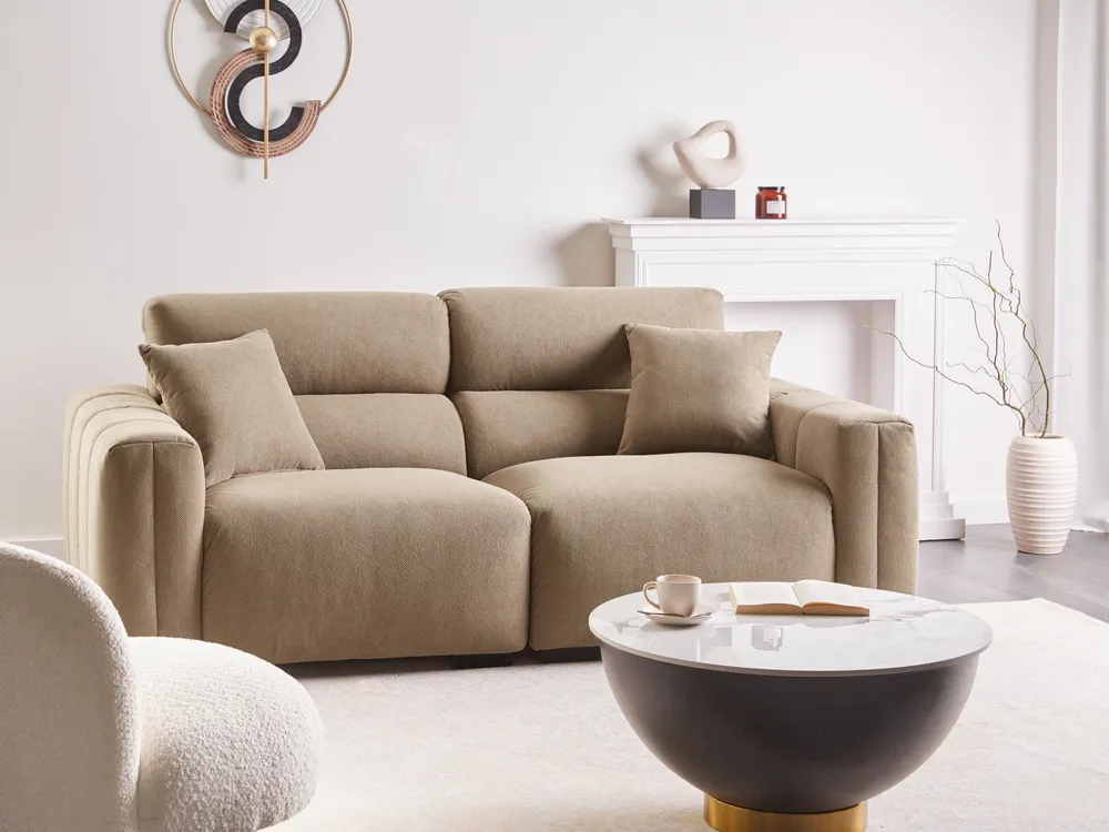 Sofa 3 Seater FAUSKAN Fabric Brown
