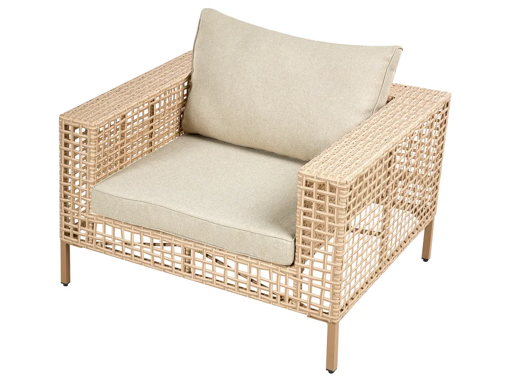 Garden Lounge Set with Table 4 Seater CALASETTA PE Rattan Beige Right Hand_999242