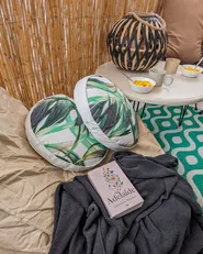 Set of 2 Outdoor Cushions CALDERINA Plant Pattern 40 x 40 cm Green_928888